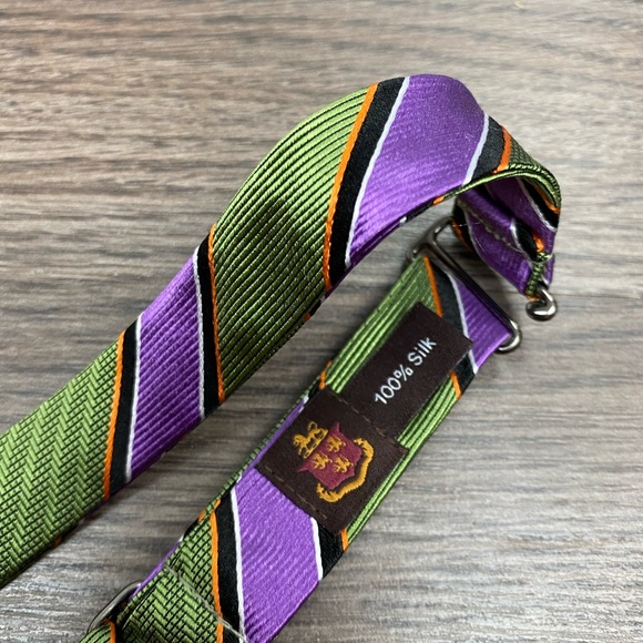Robert Talbott NWT Green & Purple Stripe Bowtie - Picture 2 of 3